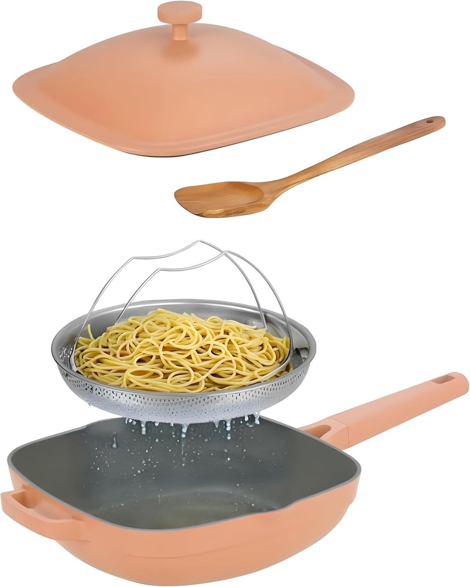 Keramische Koekenpan - Antiaanbak Pan - Dagelijks Koken - PFOA PFOS Vrij - 28 cm - Terracotta
