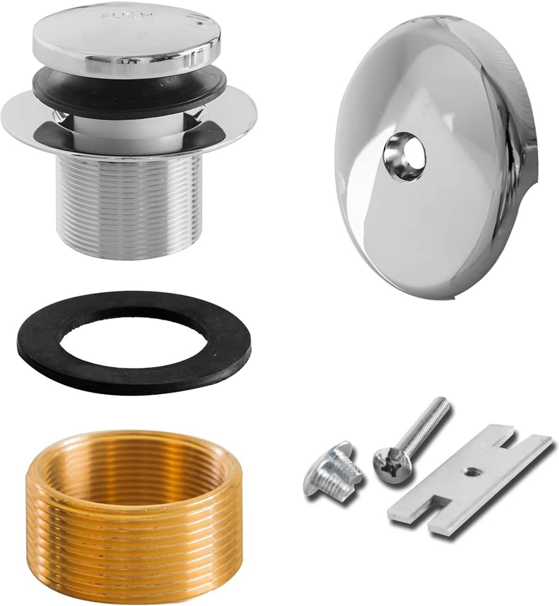 Badkuip Afvoer Trim - Badstop Set - Lekdicht Maken - Tip-Toe Bediening - 1-1/2 of 1-5/8 Inch - Chroom