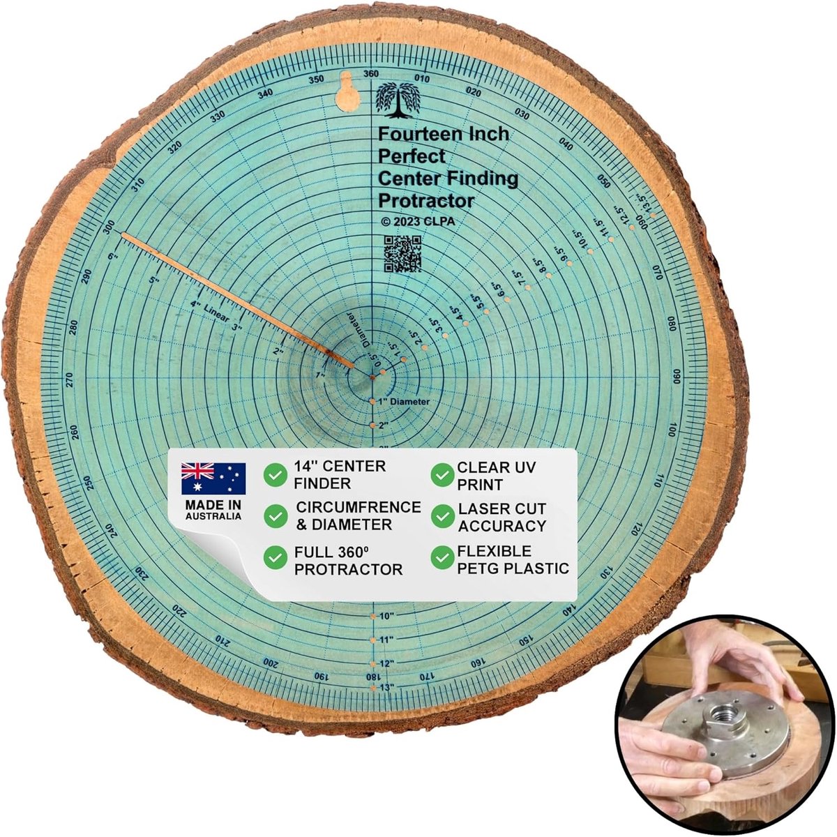 Cirkel Center Finder - Gradenboog Gereedschap - Houtbewerking Lay-out - Alles-in-één Tool - 14 Inch - Transparant