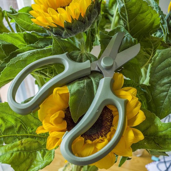 Bloemenschaar - Premium, extra dikke roestvrijstalen bloemenschaar; robuuste snoeischaar geschikt voor het snoeien van bloemen, takken en bladeren (slank ontwerp in essengroen) van Merkloos	 — afbeelding 2