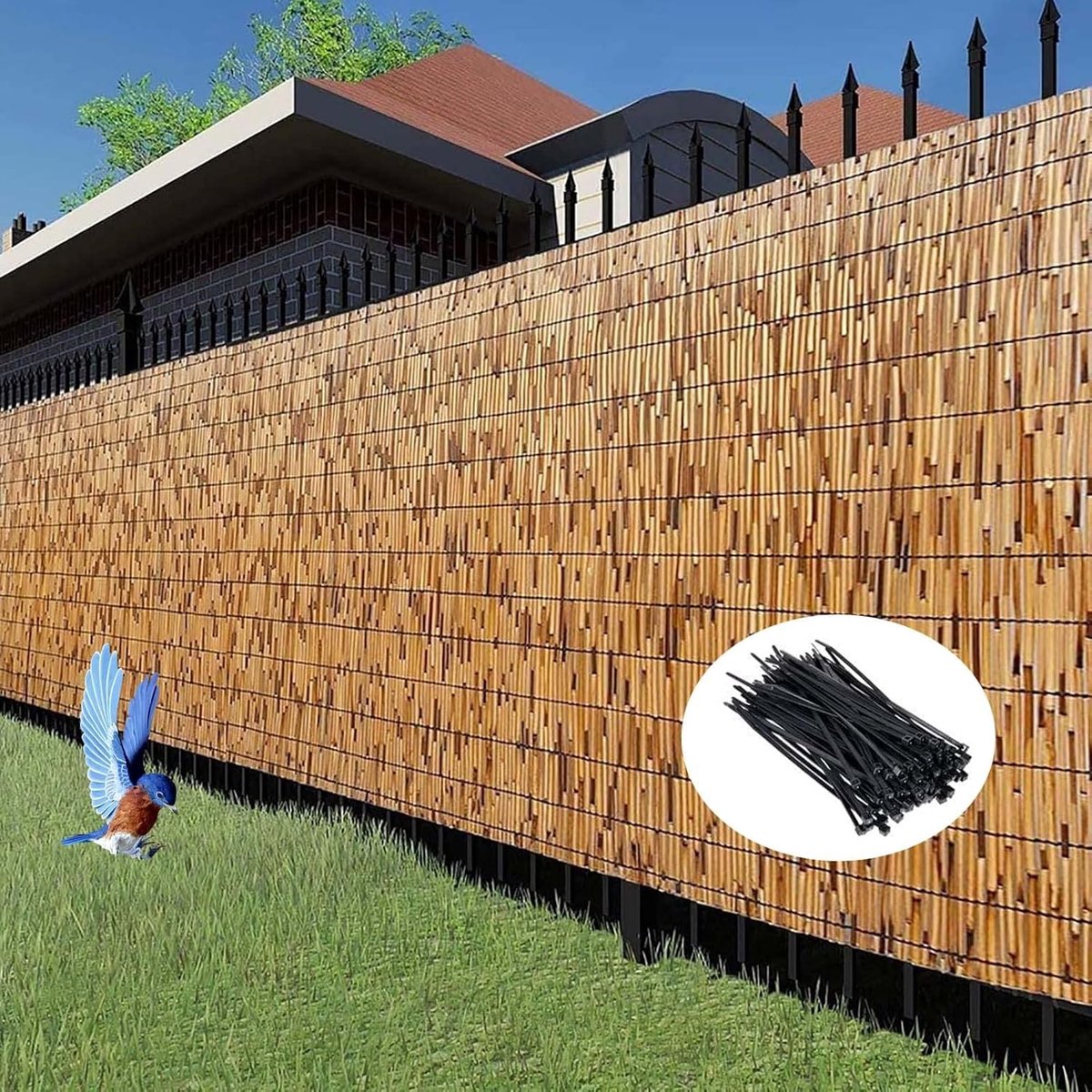 Privacy Hek Scherm - Rietenscherm Bamboe - Tuin Afschermen - Handgeweven Natuurlijk Riet - 1.6-4.2 voet hoog - Natuurlijk