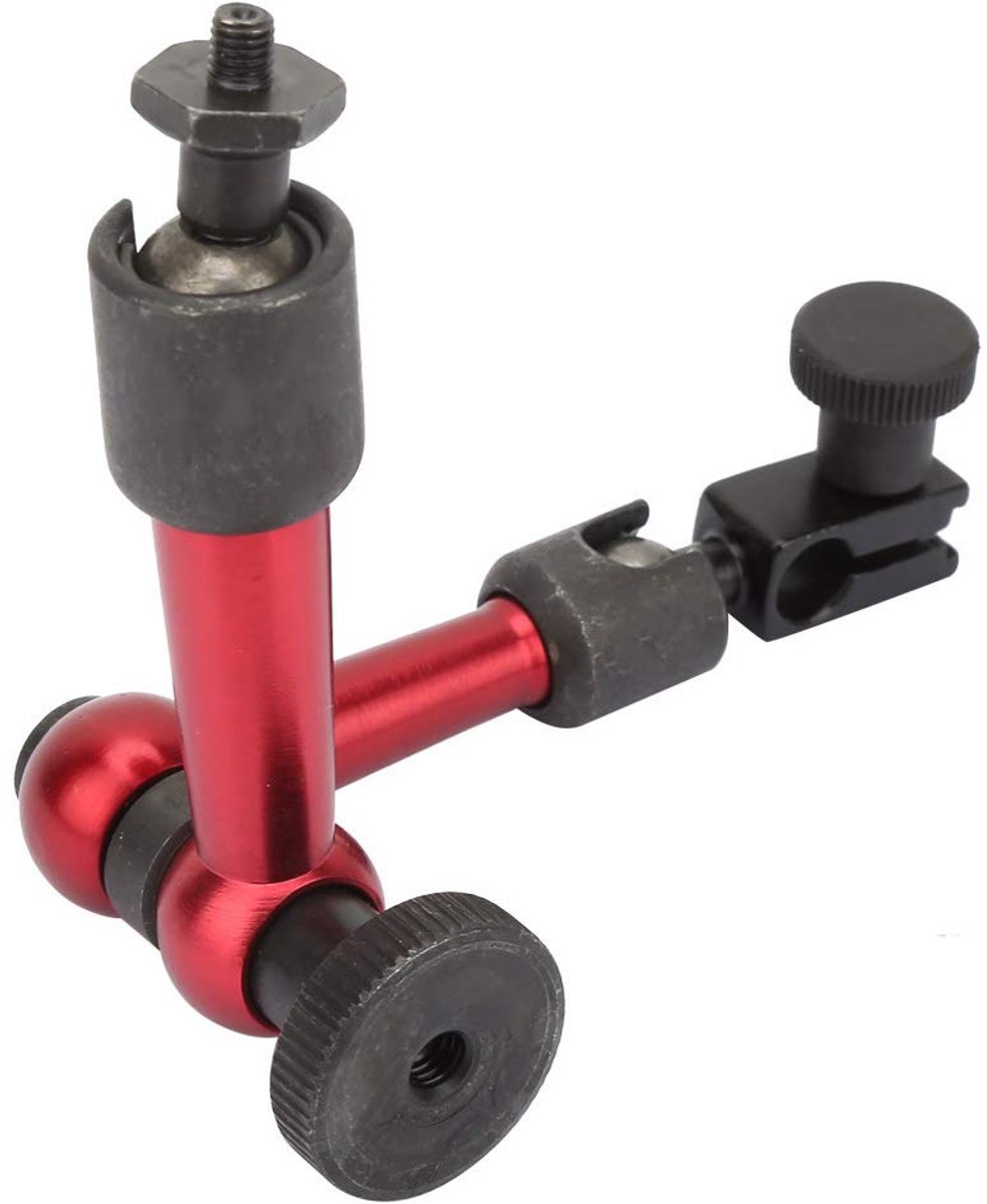 Magnetische Voet - Meetklok Houder - Precisie Meten - Verstelbare Arm - M5 Schroefdraad - Rood