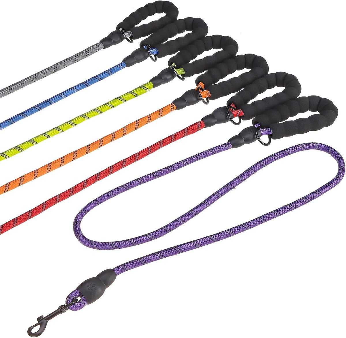 Hondenriem Nylon - Huisdier Riem - Dagelijkse Wandelingen - Zacht Gevoerd Handvat - 6 Stuks 5 Meter - Meerdere Kleuren
