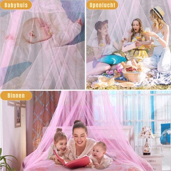DnA® Klamboe - Klamboe 2 Persoons - Klamboe 1 Persoons - Klamboe Baby - Klamboes - Roze - 600cm x 250cm x 1050cm — afbeelding 5