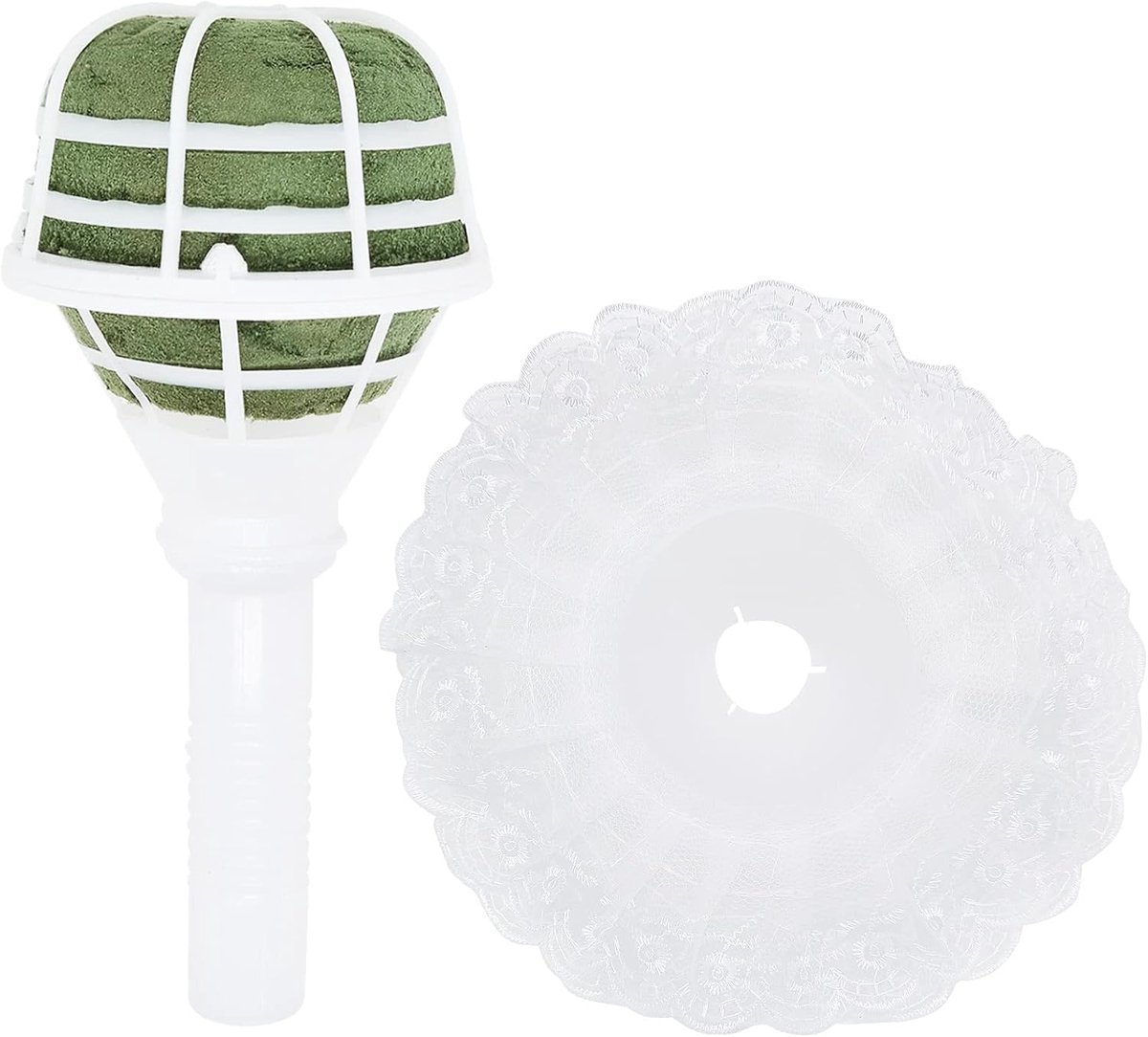 Boeket Houder - Bloemstuk Houder - Bruiloft Decoratie - Inclusief Kant - 2 Stuks - Wit