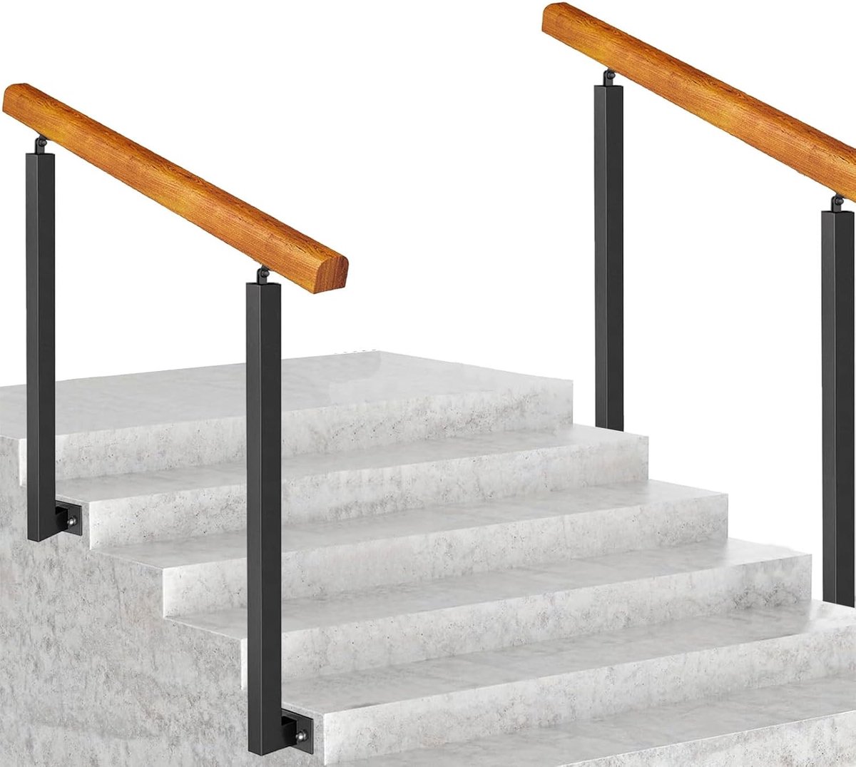Houten trapleuning - Steun voor trap - Veilig traplopen - Verstelbare hoek - 85cm hoogte - Zwart