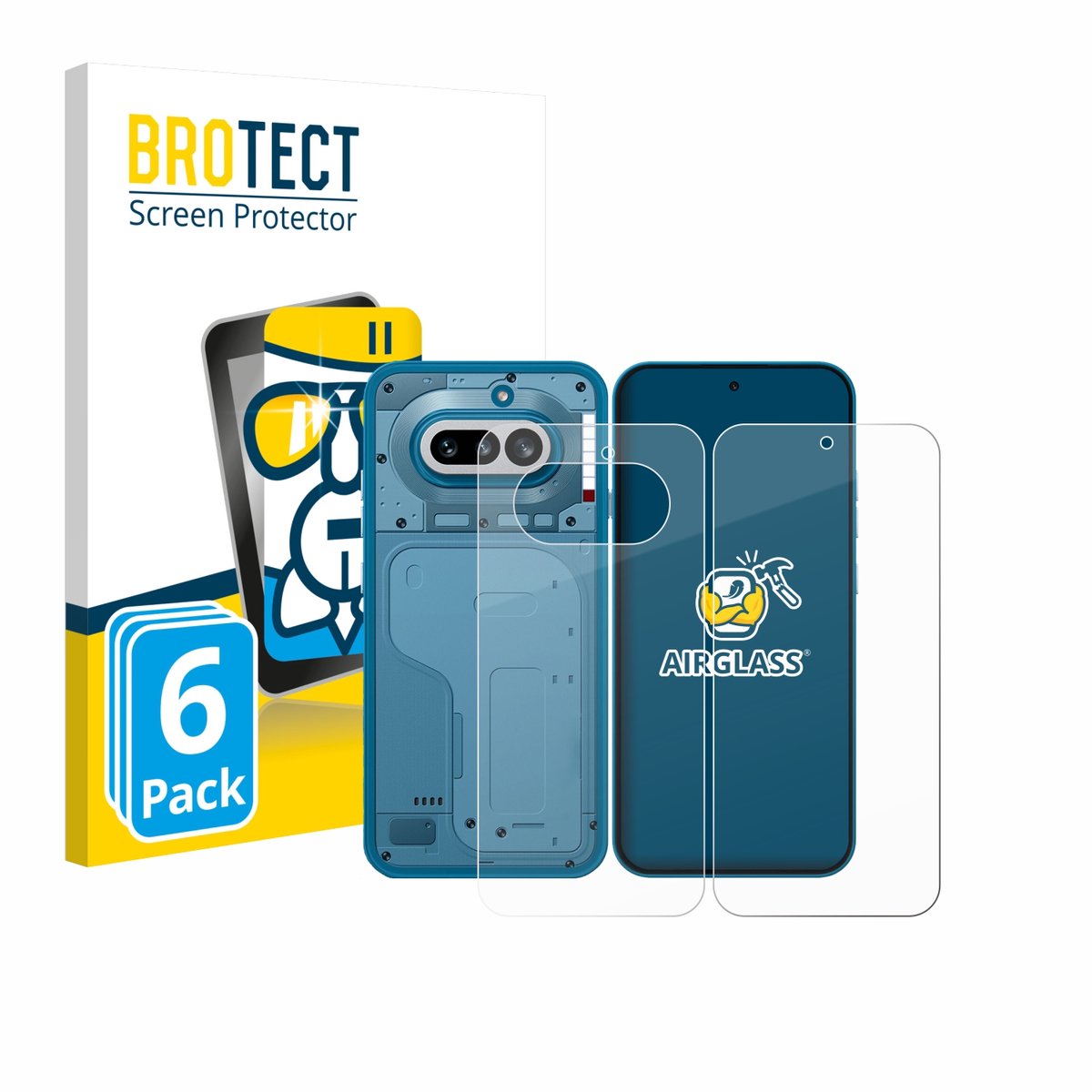 Screenprotector 6 Stuks voor Nothing Phone (4a) (Voor+Achter) Beschermglas transparant