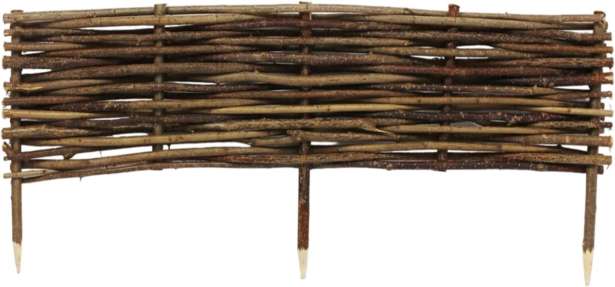 Bloembedrand Hout - Tuinafsluiting Perk - Tuin Ordenen - Handgemaakt Hazelnoothout - 100x40 cm - Grijsbruin