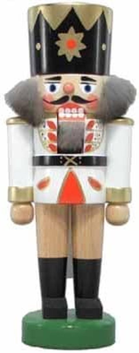 Notenkraker Koning - Houten Figuur - Kerstdecoratie - Traditioneel Handwerk - 175cm Hoog - Wit