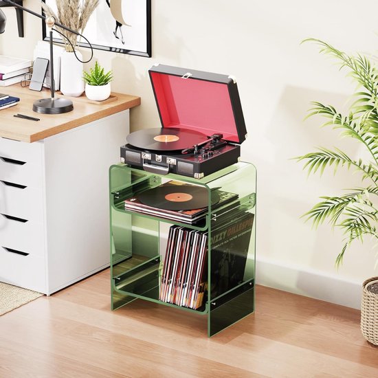 SNJY® Platenspeler Meubel - Platenspeler Kast - LP Houder - Platenhouder - Acryl - 30D x 45B x 58H cm - Groen — afbeelding 4