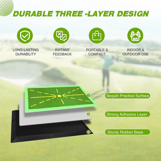 Golf Trainingsmat - Afslagmat Swing Trainer - Swing Verbeteren - Feedback Pad - M Formaat - Groen van GOLF — afbeelding 5
