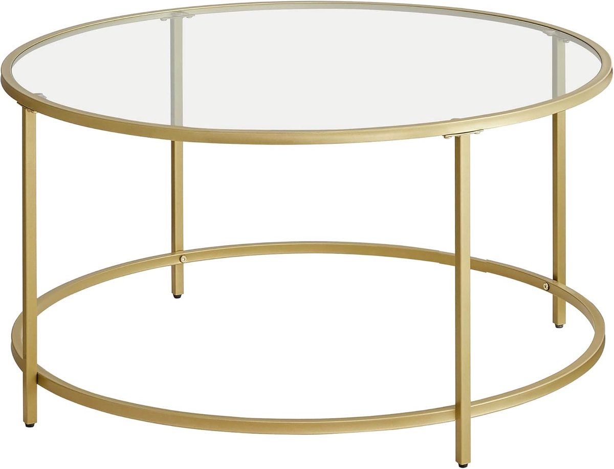 Ronde Salontafel - Koffietafel Bijzettafel - Woonkamer Meubel - Goudkleurig Frame - 84 x 84 x 455 cm - Goud