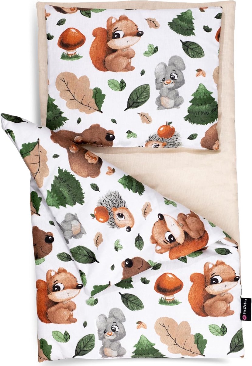 Poppenbeddengoed Set - Poppen Deken Kussen - Poppenbed Kinderwagen - Öko-Tex Gecertificeerd - 45x26x2 cm - Wit