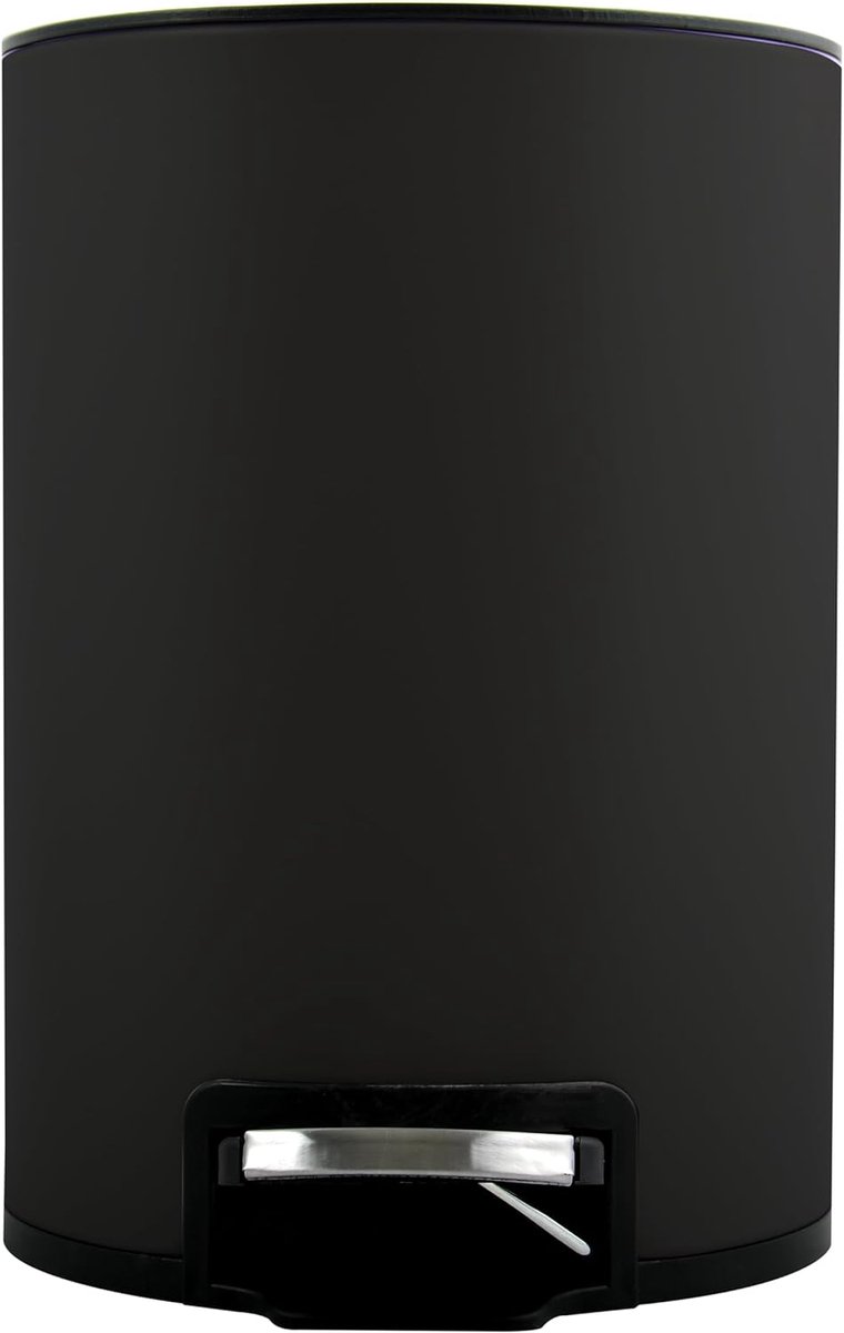 Pedaalemmer RVS - Afvalemmer Keuken - Hygiënisch Afval - Antislip Basis - 5 Liter Capaciteit - Mat Zwart
