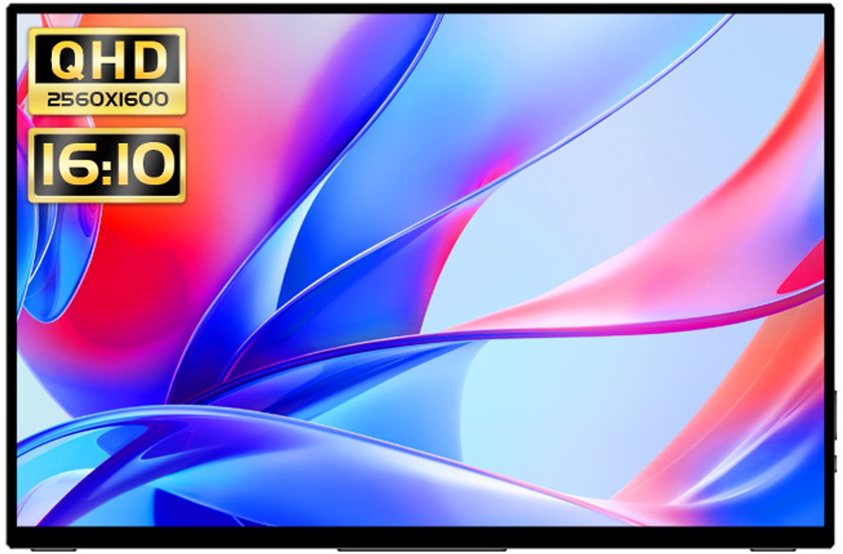 Gloovon® - Portable Monitor - QHD 2.5K 14 inch - Touchscreen - IPS draagbaar beeldscherm - Raagbare Monitor voor Laptop met Speakers - 60 Hz - USB-C - HDMI Monitor - Plug & Play