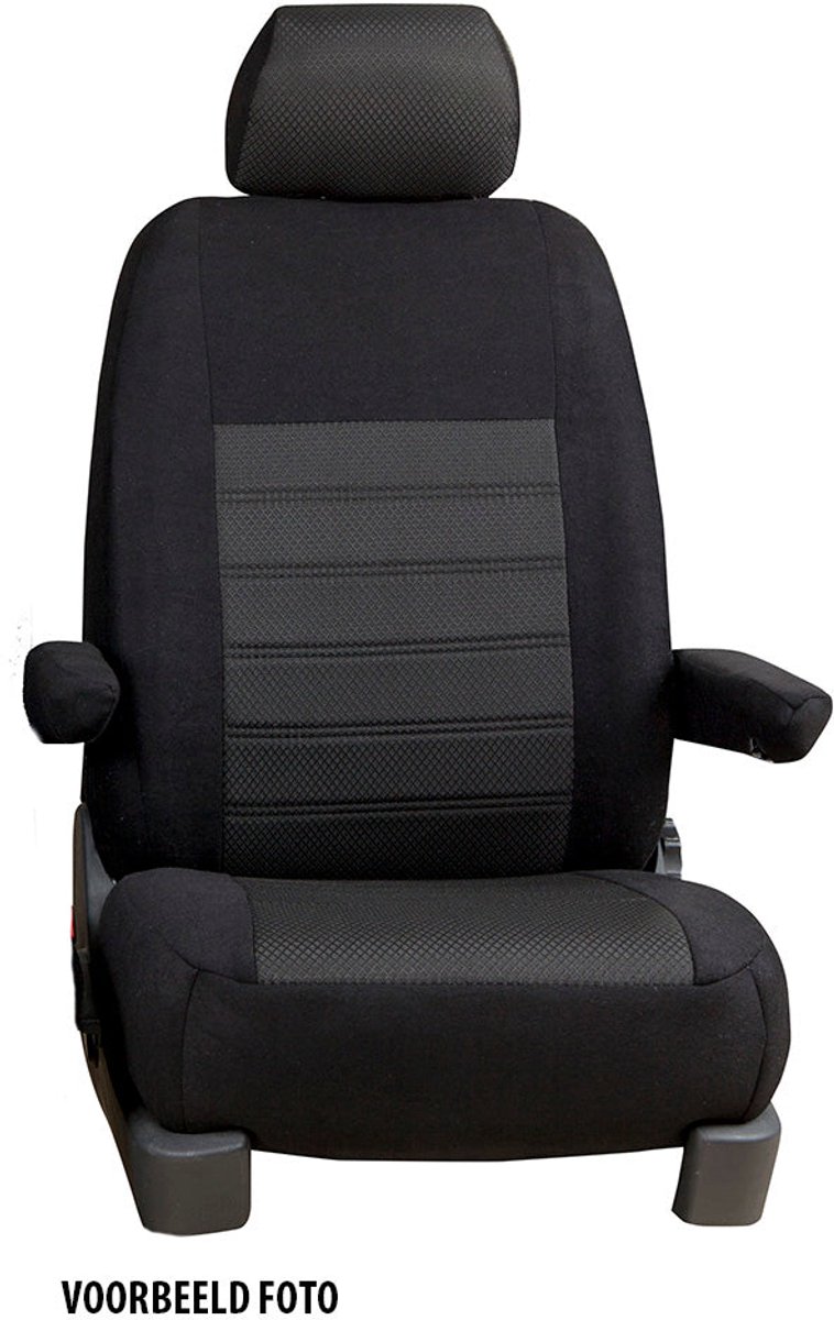 Pasvorm stoelhoezen Ford Transit / E-Transit 2014-heden (geschikt voor 2 stoelen) - Stof zwart