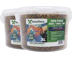 Famiflora Multimix Alpostic - 2x 3L (830g) - 3-Kleuren Vijversticks - Drijvend Visvoer - Compleet & Energierijk - Met Tarwekiemen - Drijvend allround visvoer - Mix van pellets & sticks