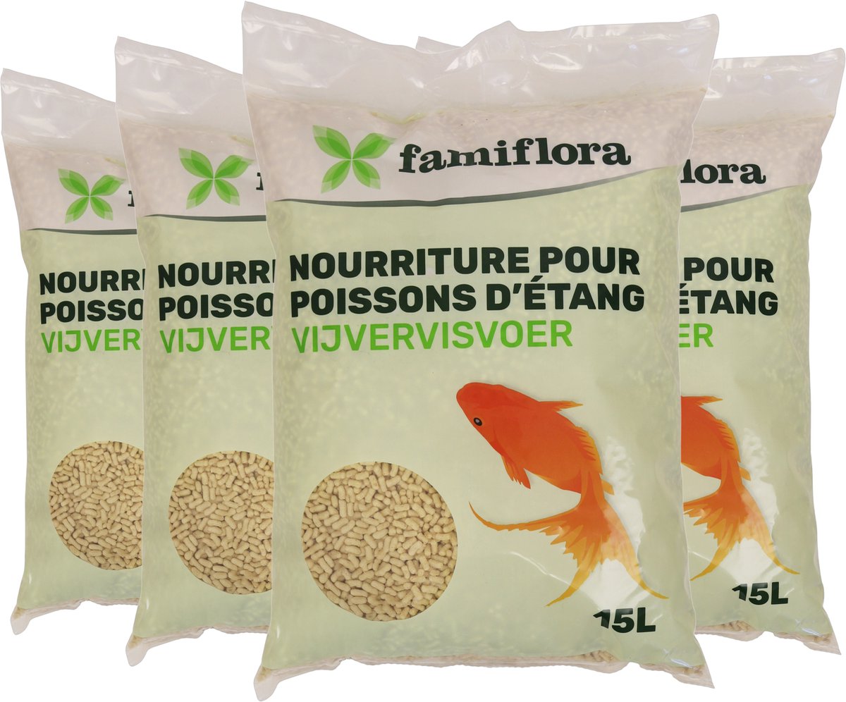 Famiflora Pond Sticks 4x 15L - Premium geëxtrudeerde sticks - Rijk aan tarwekiemen & hoogwaardige ingrediënten - Drijvend voor betere voedercontrole