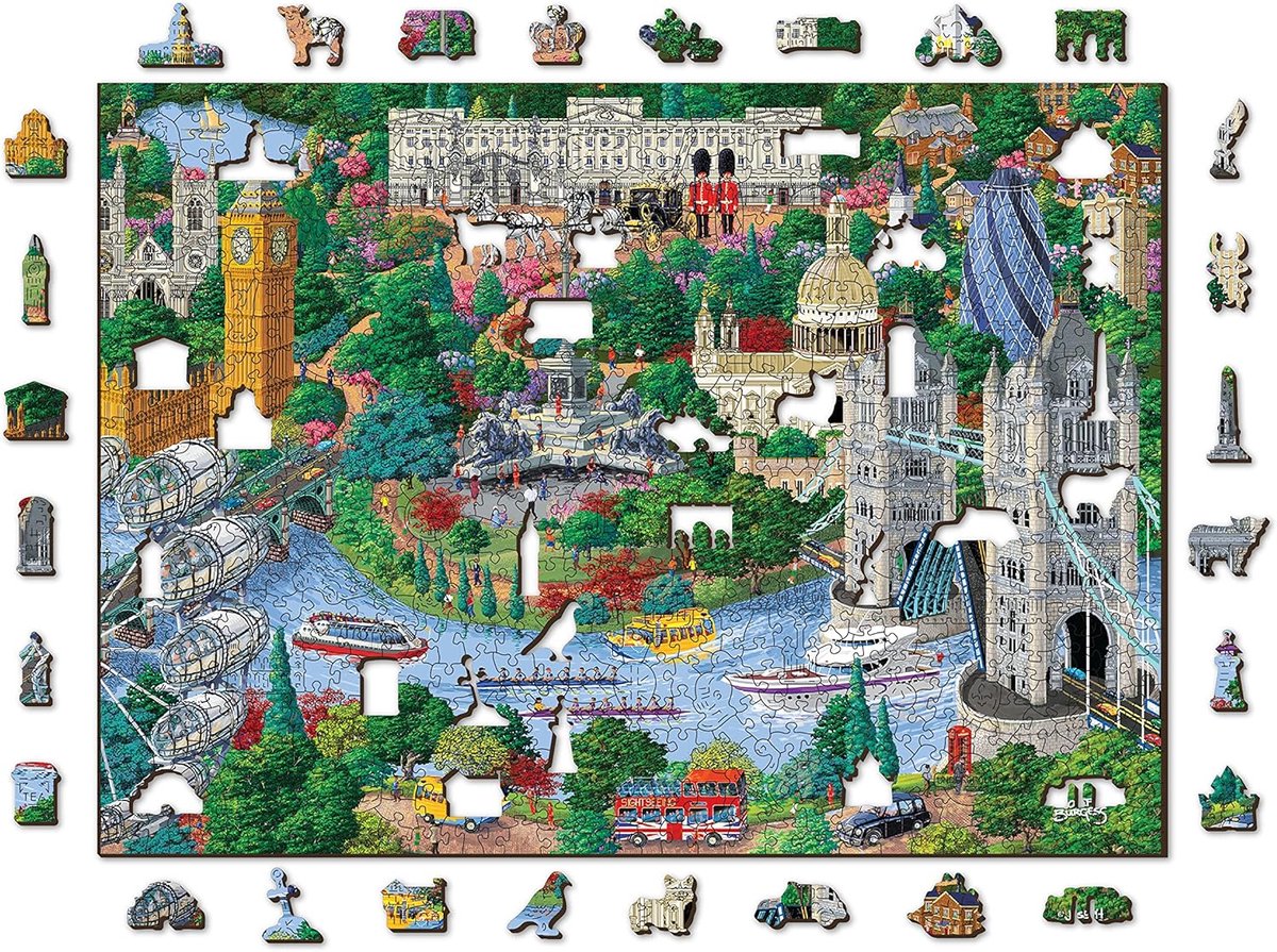 Houten Puzzel - Stad Puzzel - Ontspannen Tijdverdrijf - Unieke Vormpjes - 750 Stukjes - Meerkleurig