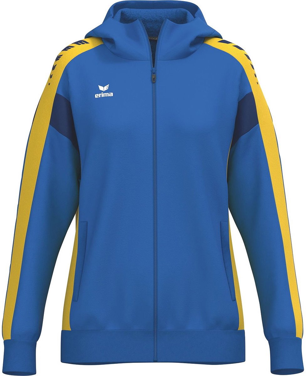 Erima Celebrate 125 Trainingsjack Met Capuchon Dames - New Royal / Geel | Maat: 44