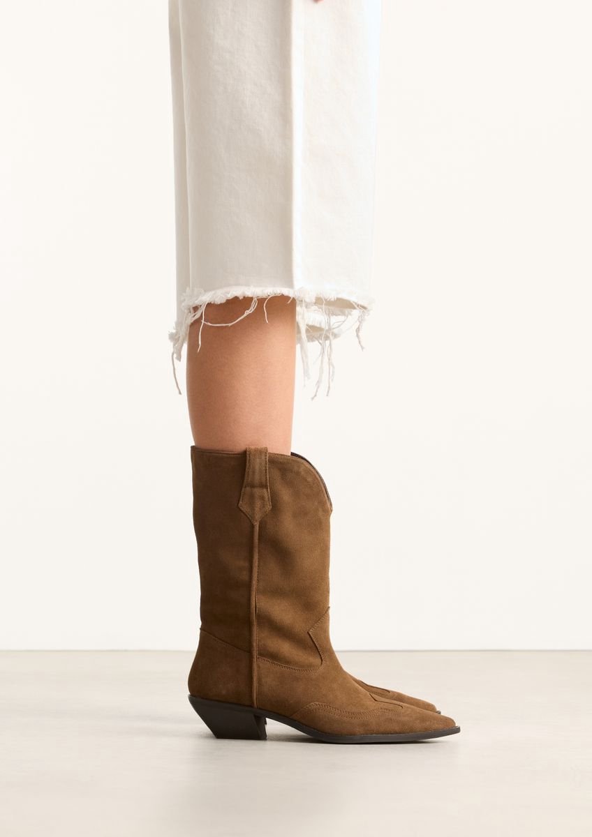 Sacha - Dames - Cognac suède cowboylaarzen - Maat 40