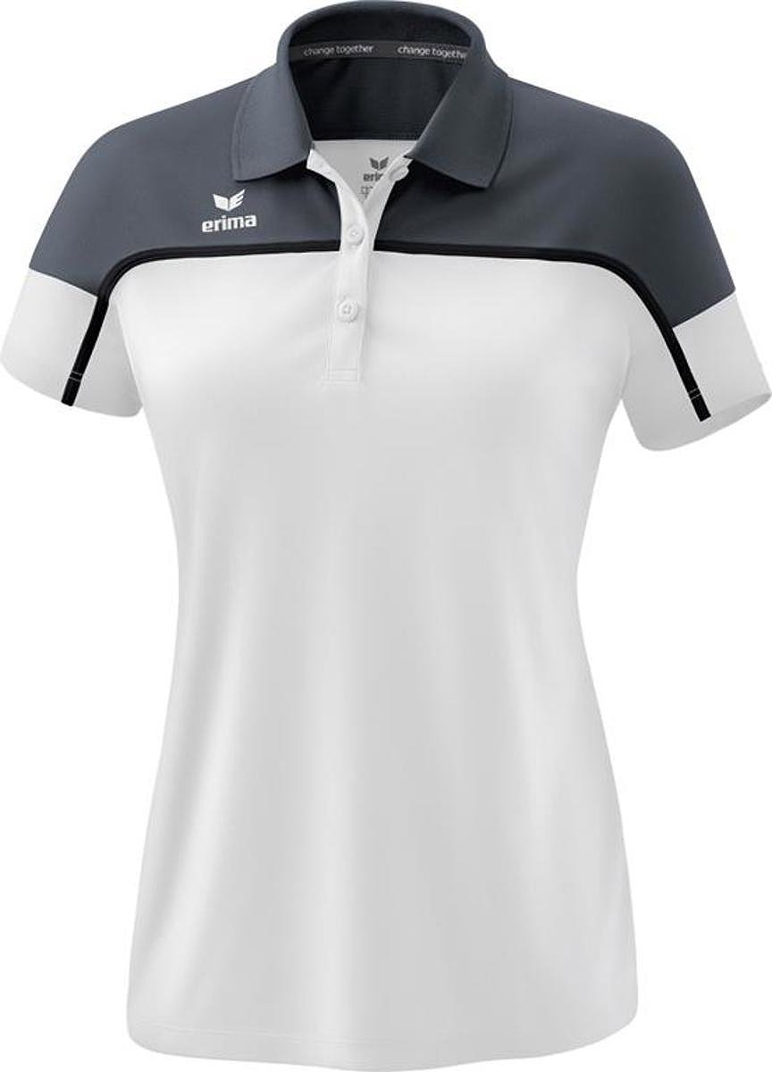 Erima Change Polo Dames - Wit / Slate Grey / Zwart | Maat: 38