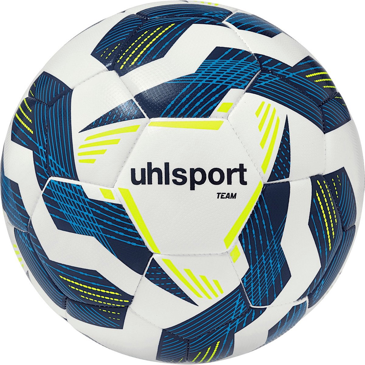 Uhlsport Team (Sz. 4) Trainingsbal - Wit / Marine / Fluogeel | Maat: 4