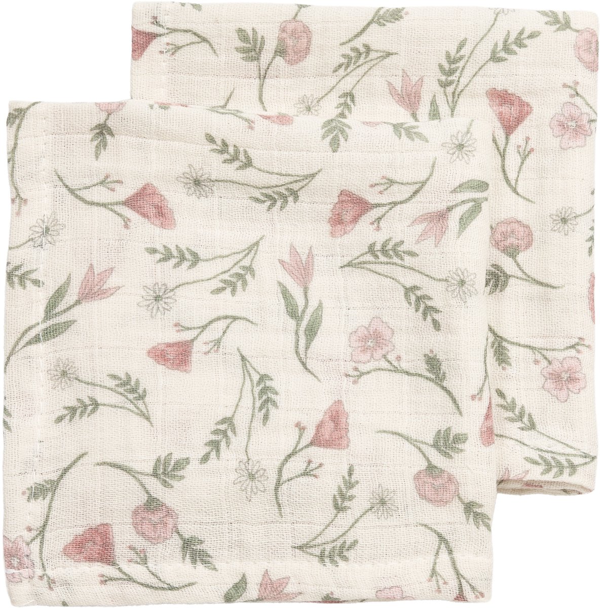 Hydrofiele doeken pre-washed Flower Multicolour 30x30cm - 2-Pack