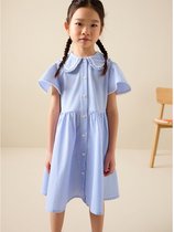 Next - Meisjes - Katoenrijke gingham schooljurk met wijde mouwen - Blauw