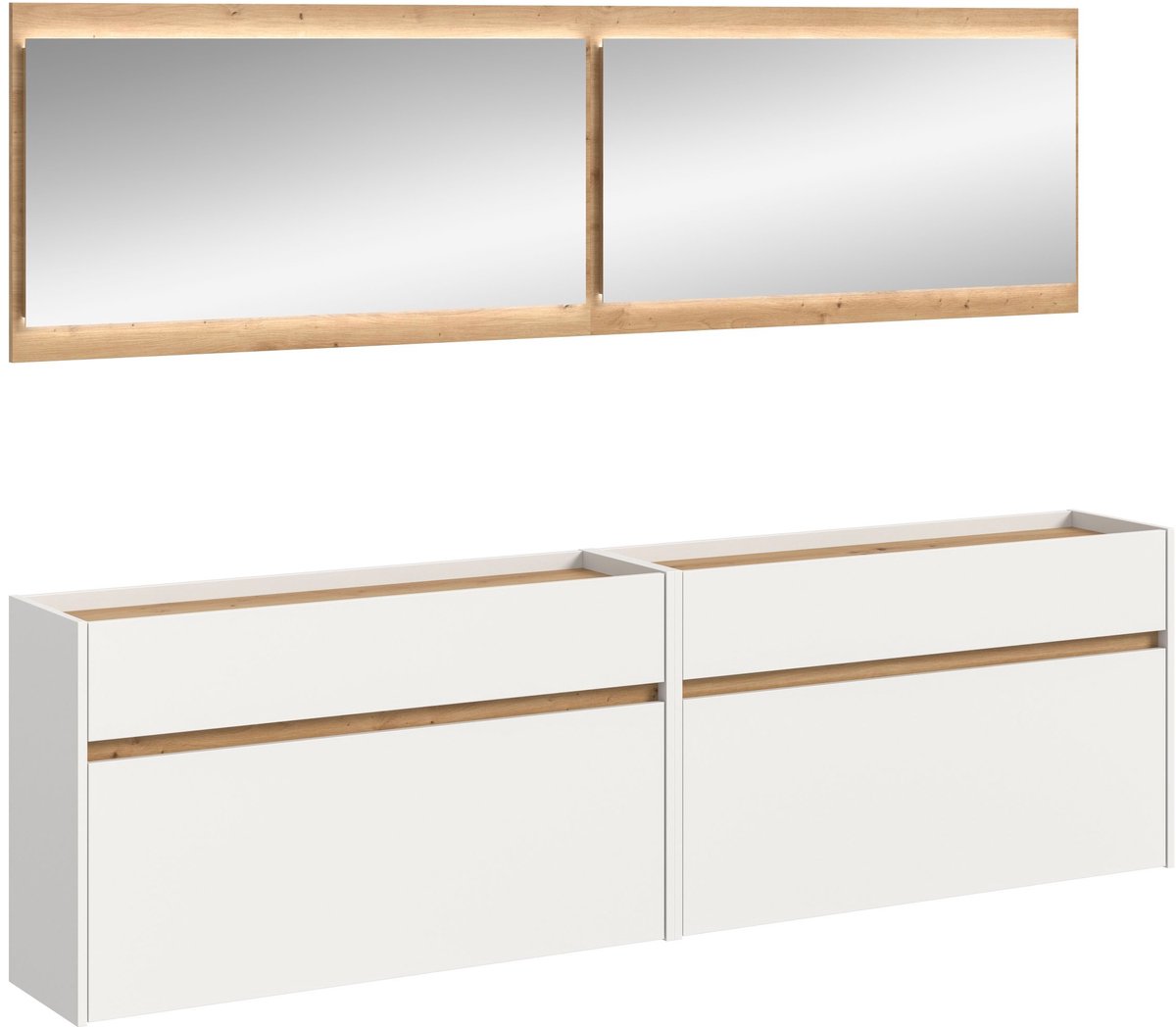Furnilux Moderne Garderobecombinatie met LED-verlichting - 4-delige set met spiegels en schoenenkasten - 192x220x32cm Bruin