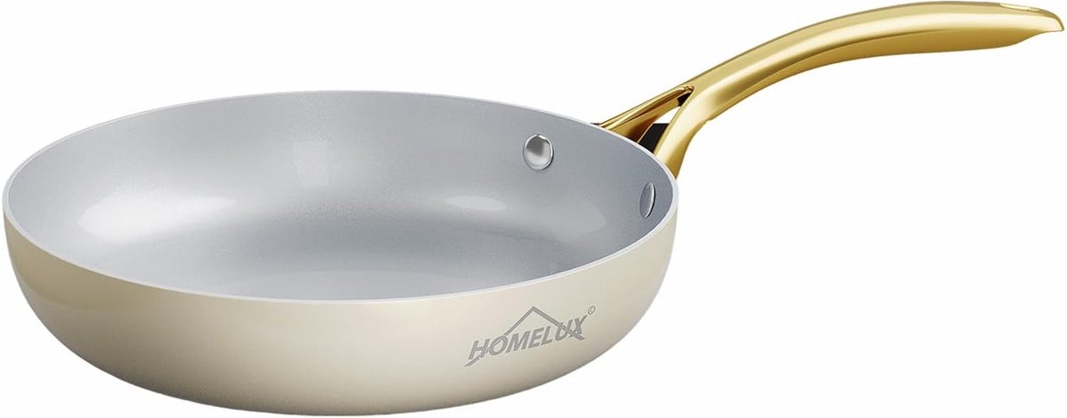 Braadpan met Coating - Keramische Pan - Gezond Koken - Voor Alle Warmtebronnen - 24 cm - Wit