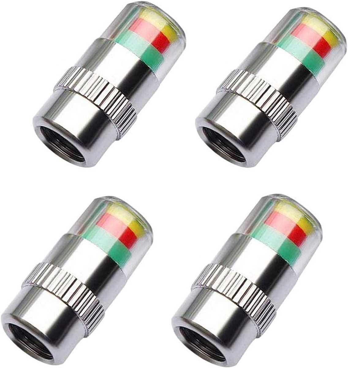 Bandenspanning Ventieldoppen - Drukmeter Doppen - Veilig Rijden - 3 Kleuren Indicator - 36 PSI - Zilver