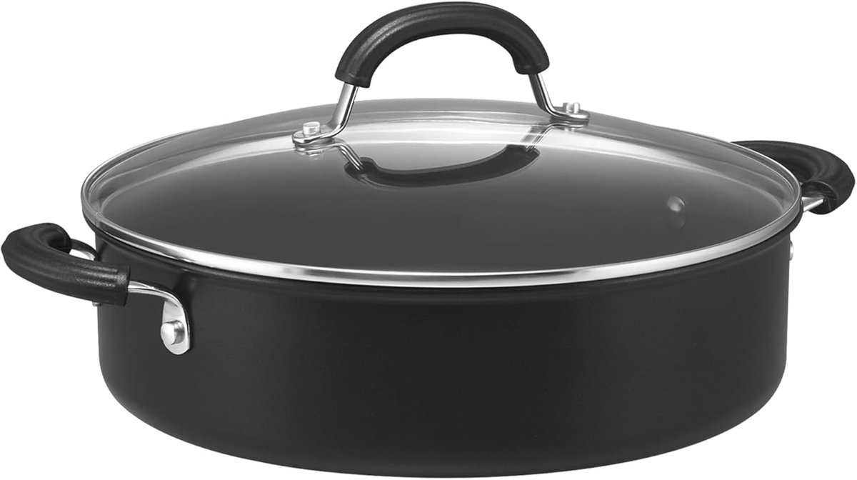 Saute Pan - Koekenpan met deksel - Veelzijdig koken - Duurzaam non-stick systeem - 28cm - Zwart