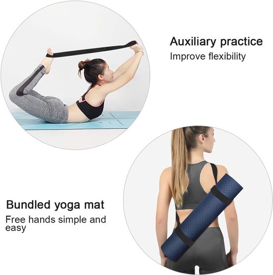 Yoga Mat Strap - Draagriem - Verstelbaar - Duurzaam - Voor Pilates - Aerobics - Buiten - Sportmatten - Geschikt voor Alle Matformaten - Zwart — afbeelding 4