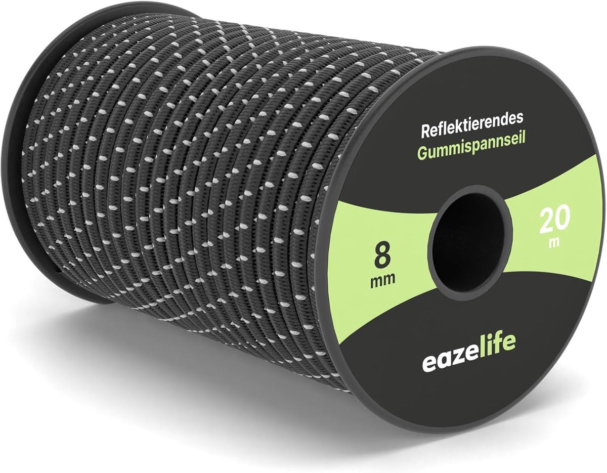 Rubberen Touw - Elastisch Koord - Lading Zekeren - Reflecterend en Weerbestendig - 8 mm x 20 m - Zwart