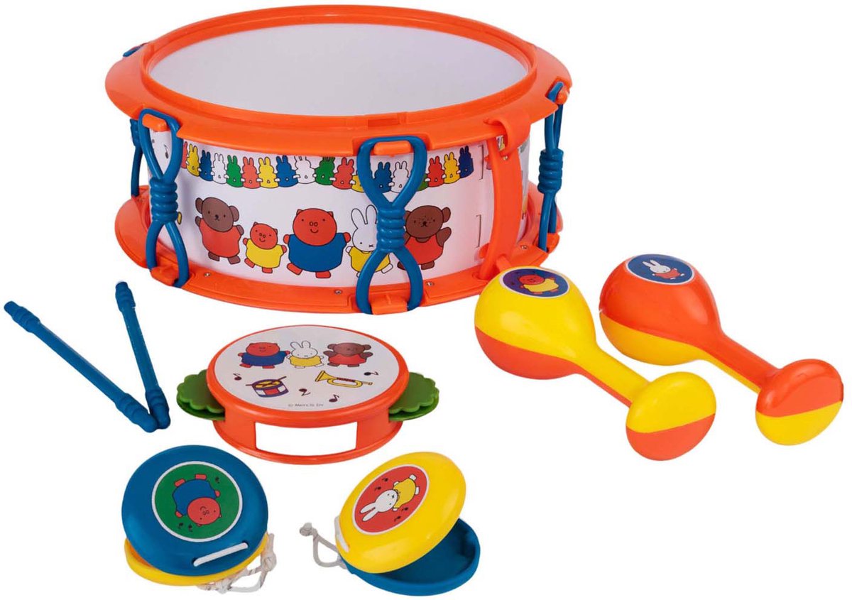 Nijntje Muziekset - Tamboerijn - Trommel - Klappertjes - Sambaballen - Speelgoedinstrumenten
