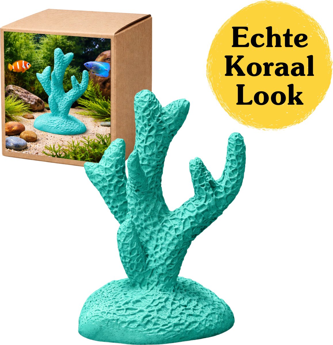 Aquarium Koraal Decoratie – Turquoise Aquarium Ornament 9 x 8 x 13 cm – Aquascape Accessoire – Terrarium Decoratie – Vis Aquarium Inrichting – Natuurlijke Look Koraal – Aquarium Accessoires Zoet- en Zoutwater