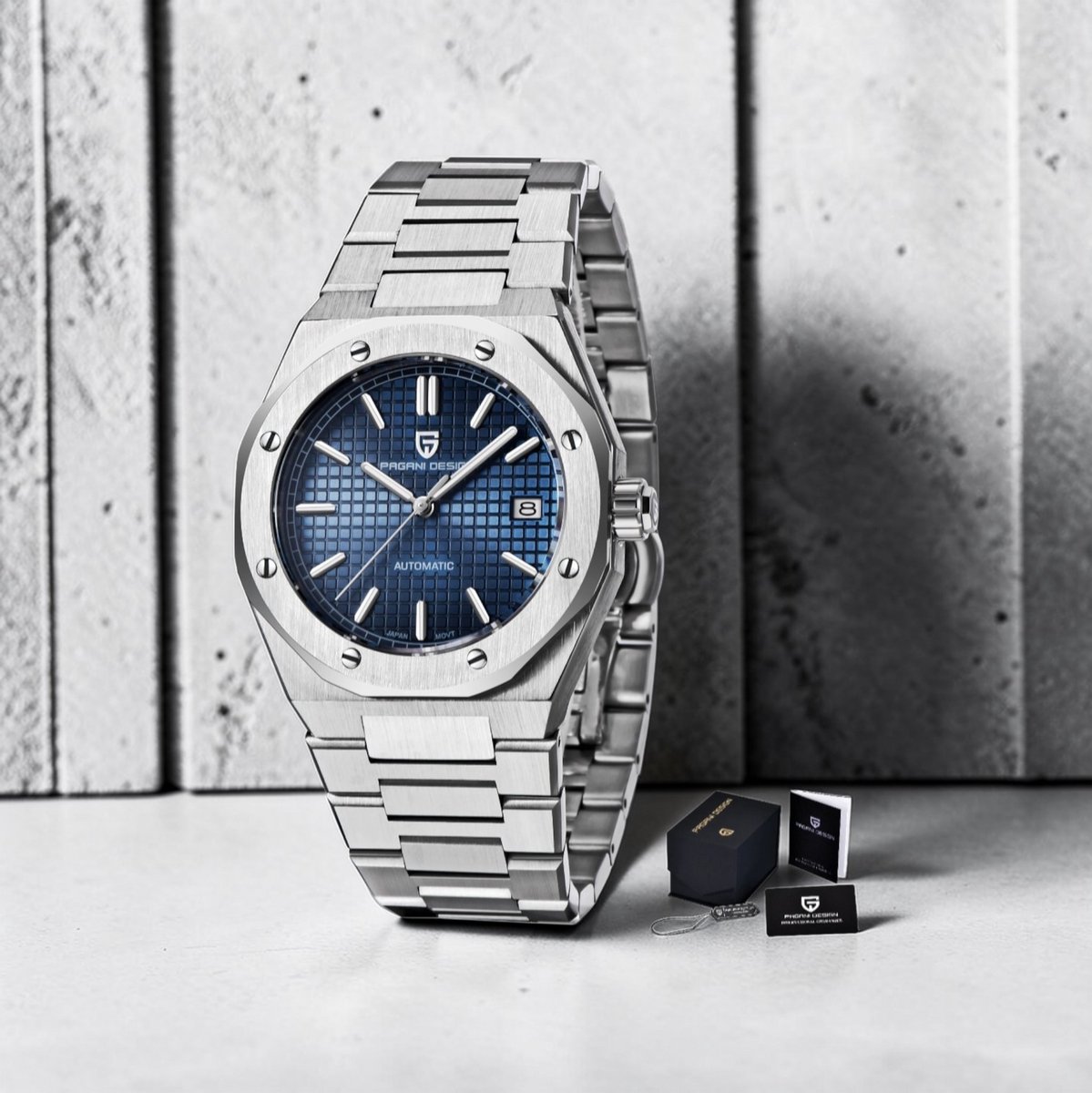 Pagani Design PD-1673 - Herencollectie Automatisch Horloge - Zilverkleurig RVS met Blauw Wijzerplaat - 40mm - Japan NH35 - Saffierglas - 100M Waterdicht