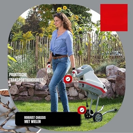 RONN® Hakselaar - Hakselaar Electrisch - Hakselaar Versnipperaar - Grijs/Rood - ‎46cm x 37cm x 91cm van Ronn — afbeelding 5
