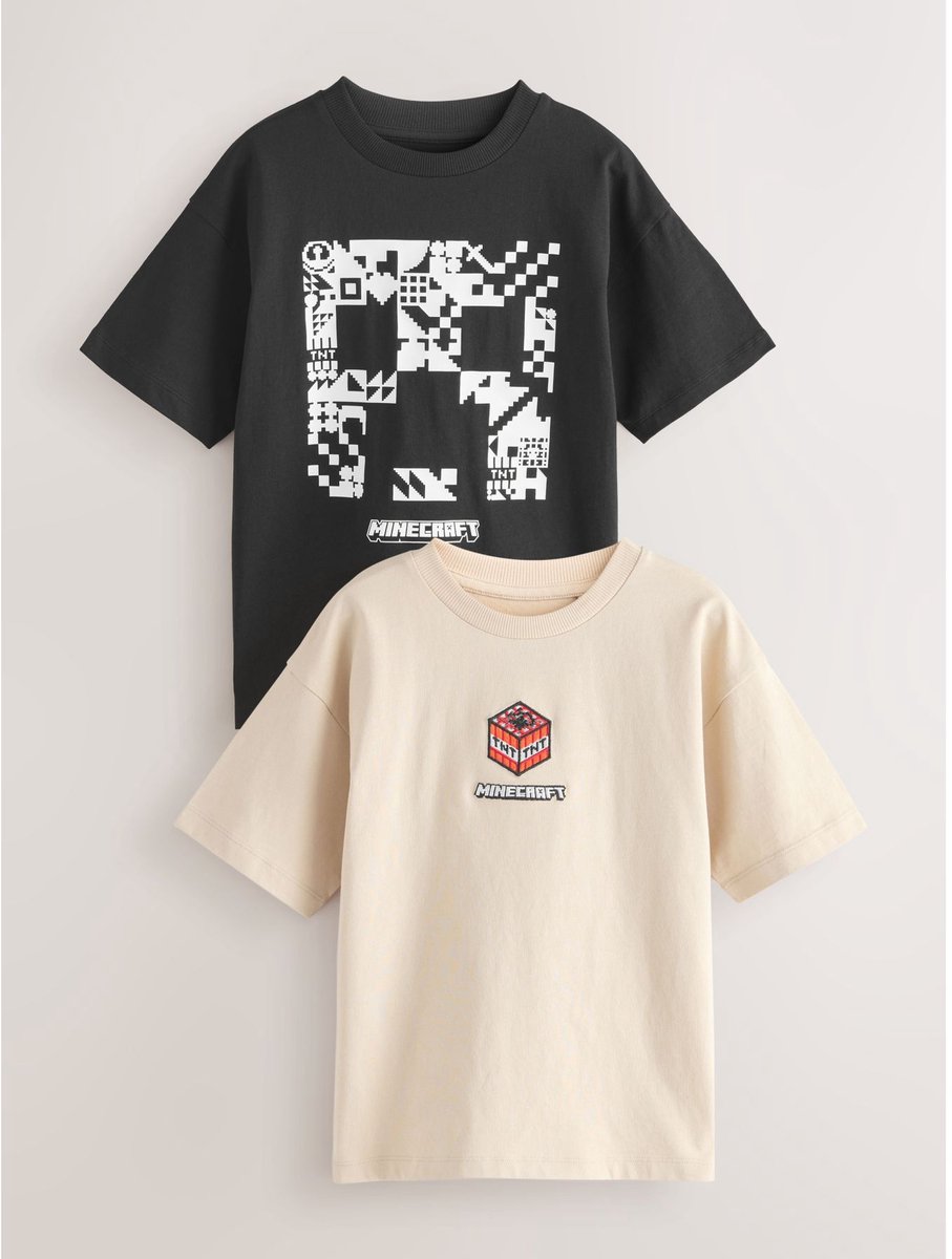 Next - Jongens - Set van 2 Minecraft T-shirts - Zwart