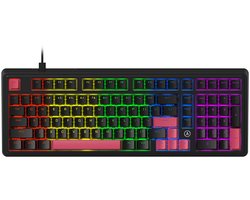AJAZZ AK980 Bedraad Mechanisch Gaming Toetsenbord – 98% Layout met Numpad – Gasket Mount – Hot-Swappable – RGB – US QWERTY – Red Switch – Zwart/Roze