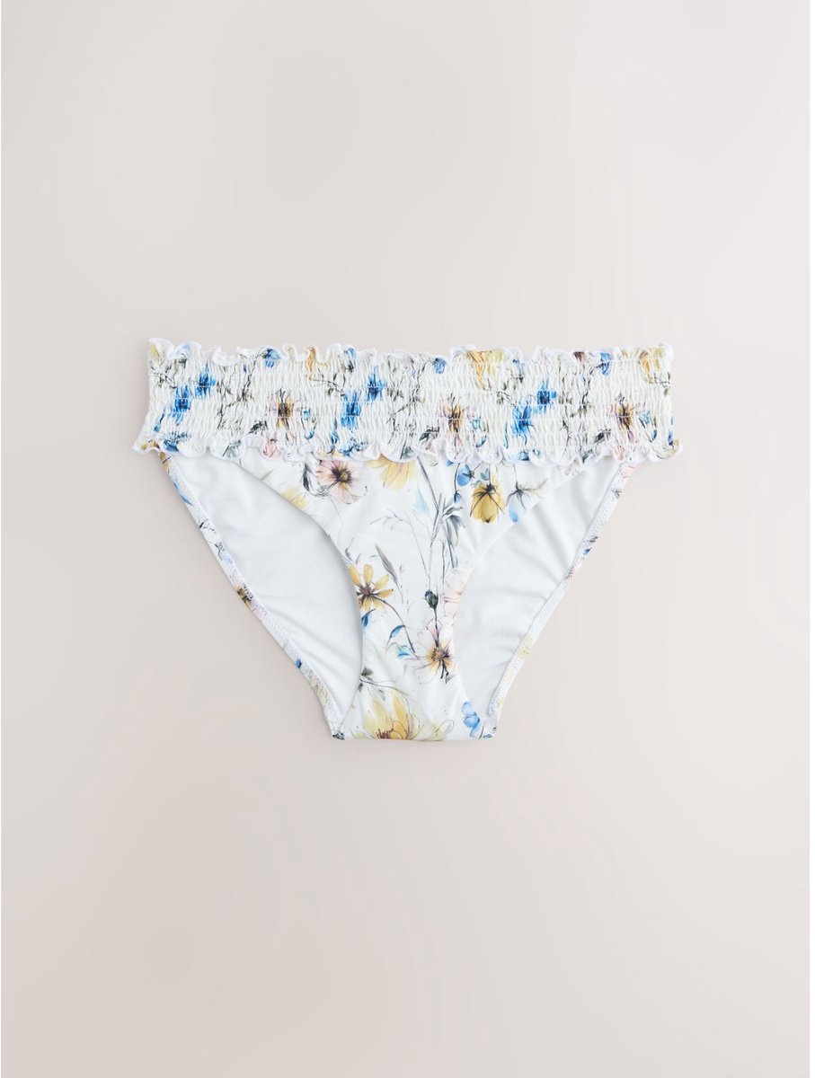 Next - Dames - Gerimpelde bikinislip met hoge taille - Wit