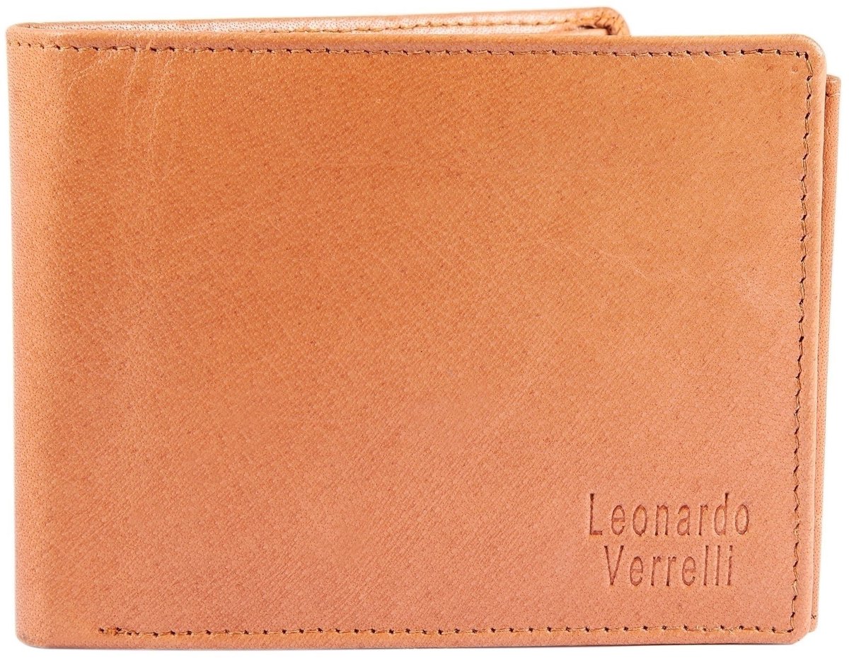 Leonardo Verrelli Herenportemonnee horizontaal echt leer Leo Leonardo Verrelli herenportemonnee van echt leer. Formaat 12 stuks.