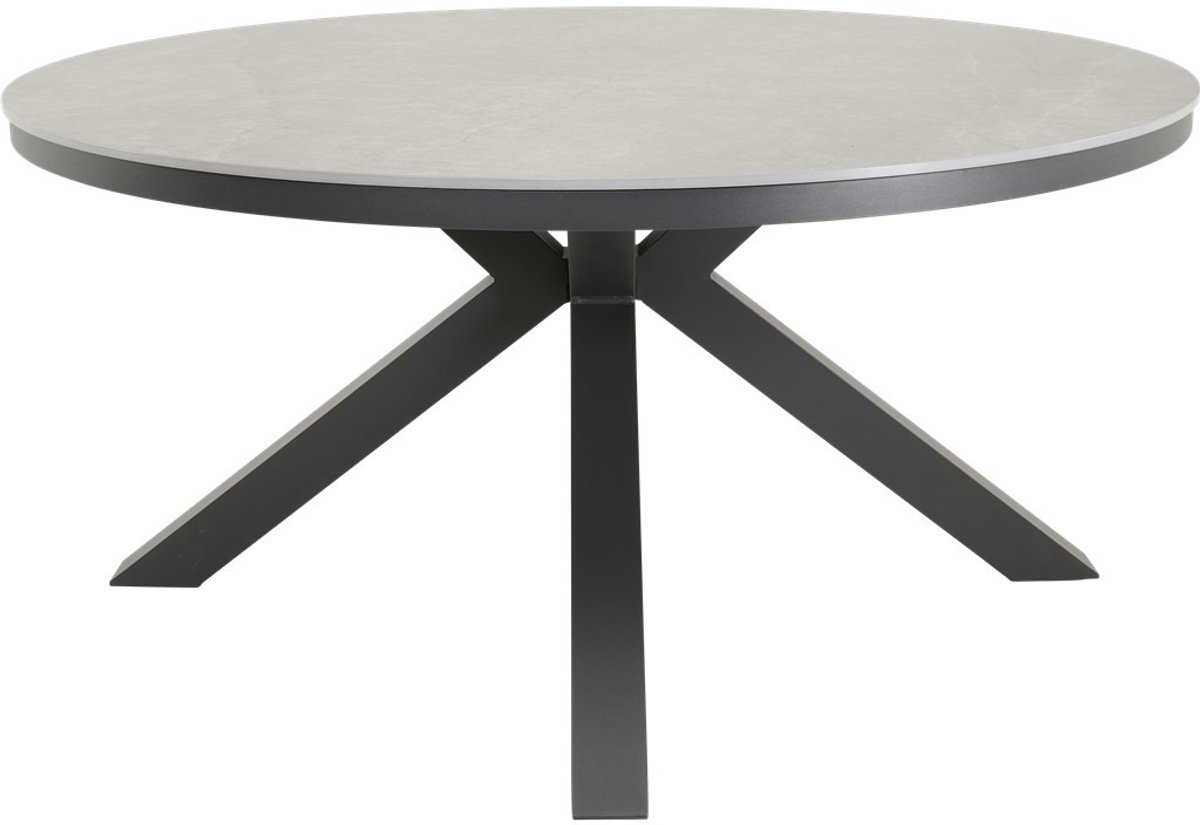 Tafel Davos 158 cm - Eetkamertafel met Sintered Stone blad - Donkergrijze aluminium frame