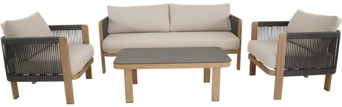Lounge-Set Sora | Complete Lounge-Set Met Sofa, Sessel & Tafel | Beige - 767466x1777466x1006040cm