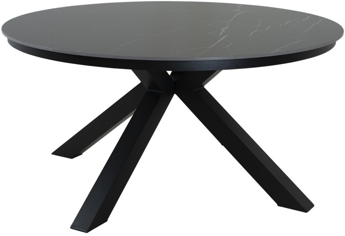 Portoro Eettafel 158 cm - Zwart-Grijs Gemarmerd Sintered Stone Blad - Moderne Diner Tafel