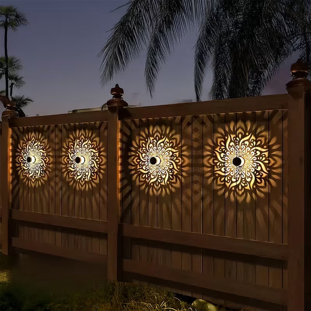 Set van 4 solar omheining lampen - gevoed door metalen zonne energie - outdoor balkon stap