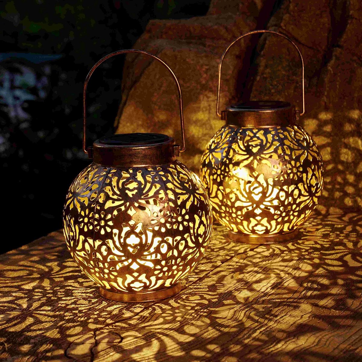 zonnelampen voor buiten-Set van 2 solar lantaarns - Decoratieve hanglampen voor buiten - G