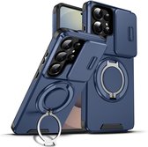 Hoesje Geschikt voor Samsung Galaxy S26 Ultra hoesje Blauw - Shock Hybrid Armor Hoes met Kickstand Ring en Camera Bescherming - Geschikt voor MagSafe