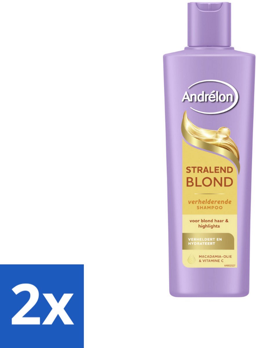 2 x Andrélon – Shampoo – Stralend Blond – 250 ml - Blond Haar - Glans - Highlights - Stralend Blond Haar - Blonde Kleur